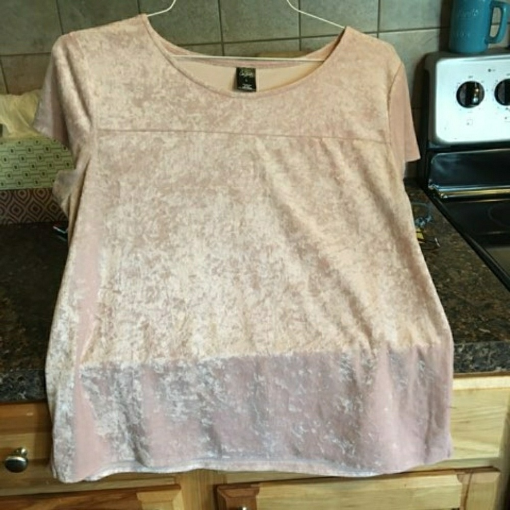 Crushed velvet blush shirt